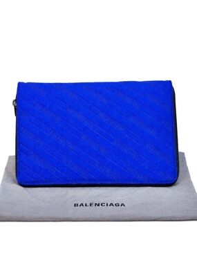 Balenciaga Explorer Electric Blue Zip Tablet/Laptop Pouch NEW